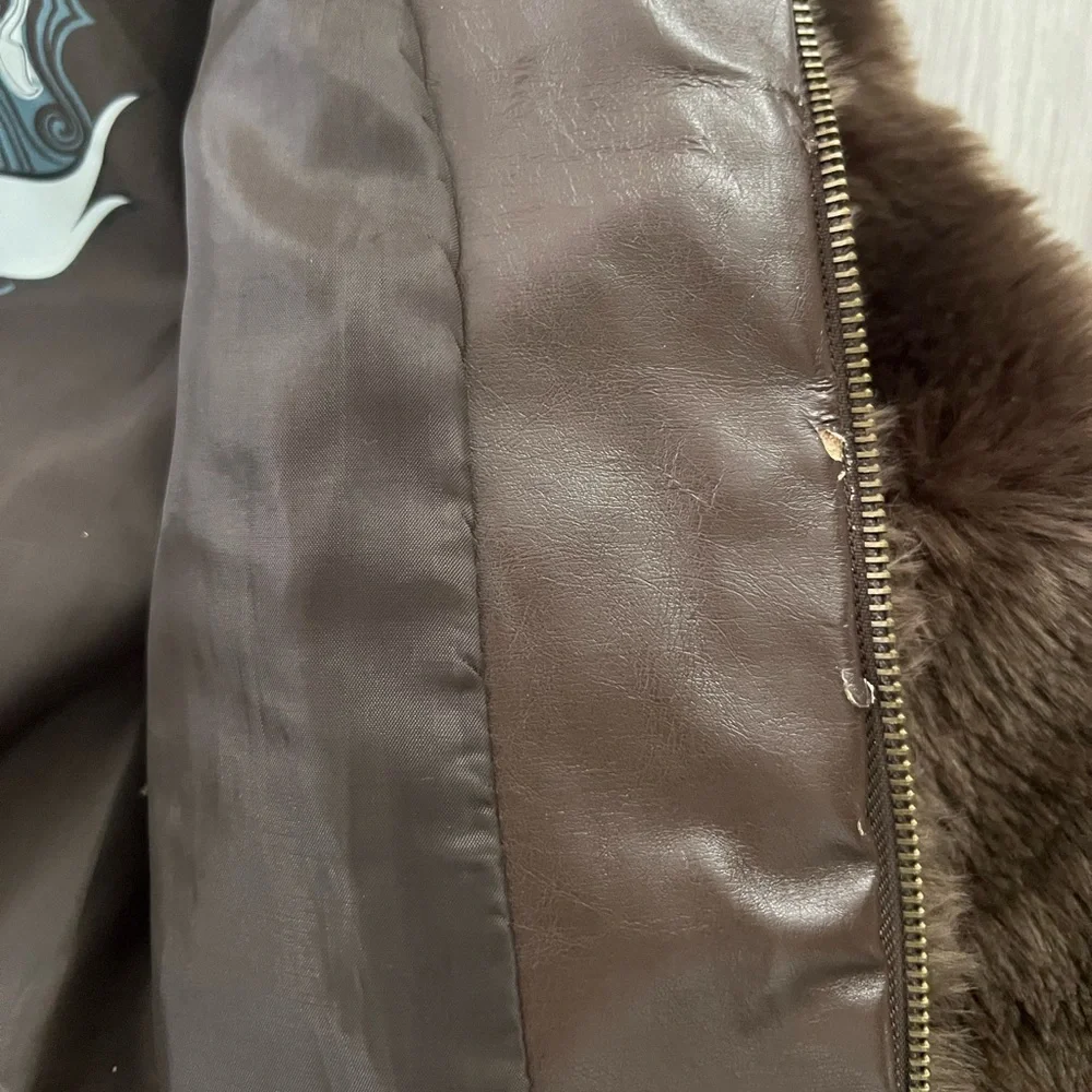 Jou Jou Brown Faux Fur Puffer Jacket medium - Picture 3 of 8